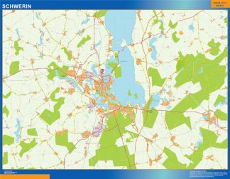 Mapa Schwerin en Alemania plastificado