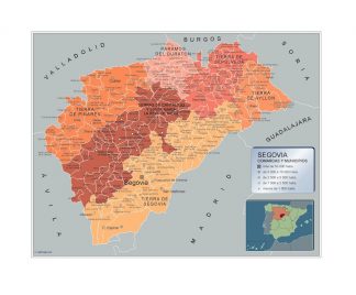 Mapa Segovia por municipios plastificado