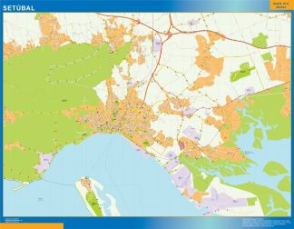 Mapa Setubal en Portugal plastificado