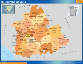 Mapa Sevilla por municipios plastificado