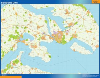 Mapa Sonderborg en Dinamarca plastificado