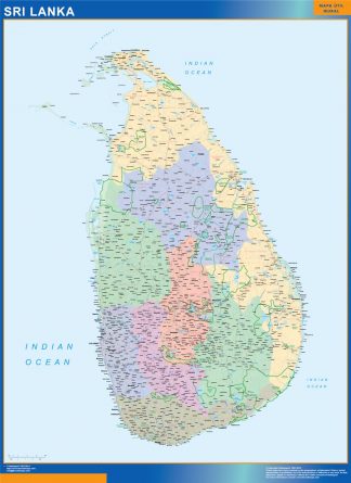 Mapa Sri Lanka plastificado