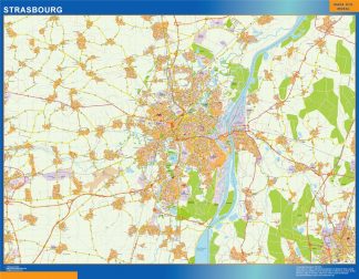 Mapa Strasbourg en Francia plastificado