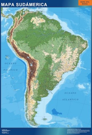 Mapa Sudamerica físico plastificado