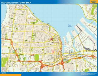 Mapa Tacoma downtown plastificado