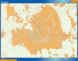 Mapa Toluca Centro en Mexico plastificado