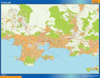 Mapa Toulon en Francia plastificado