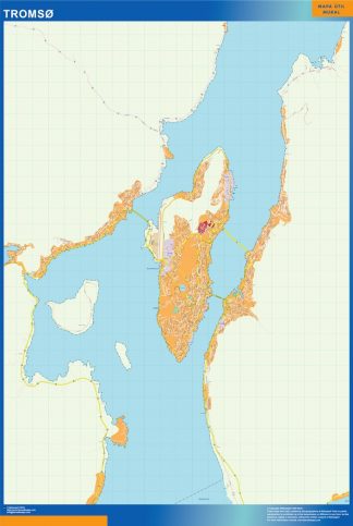 Mapa Tromso en Noruega plastificado