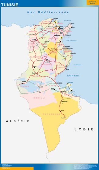 Mapa Tunez plastificado