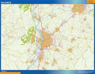 Mapa Valence en Francia plastificado