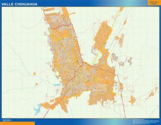 Mapa Valle Chihuahua en Mexico plastificado