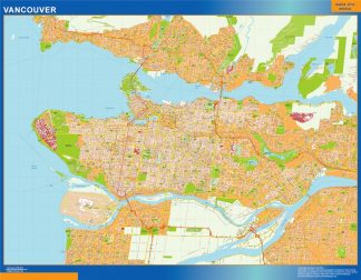 Mapa Vancouver en Canada plastificado