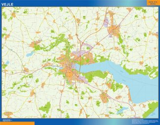 Mapa Vejle en Dinamarca plastificado