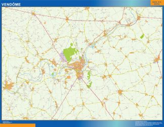 Mapa Vendome en Francia plastificado