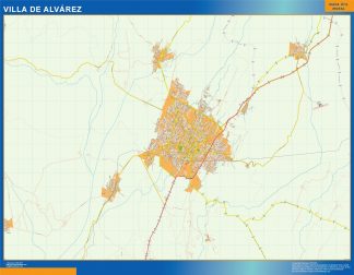 Mapa Villa De Alvarez en Mexico plastificado