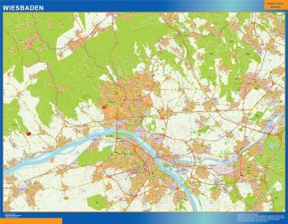 Mapa Wiesbaden en Alemania plastificado
