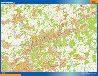 Mapa Wuppertal en Alemania plastificado