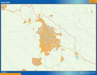Mapa Xalapa en Mexico plastificado