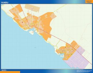 Mapa Yanbu en Arabia Saudita plastificado