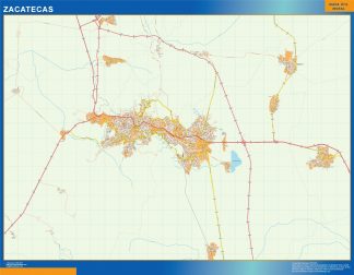 Mapa Zacatecas en Mexico plastificado