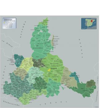 Mapa Zaragoza por municipios plastificado