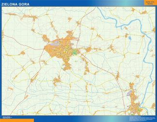 Mapa Zielona Gora Polonia plastificado