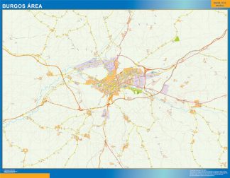 Mapa carreteras Burgos Area plastificado