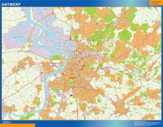 Mapa de Amberes en Bélgica plastificado