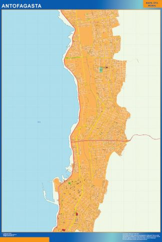 Mapa de Antofagasta en Chile plastificado