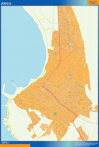 Mapa de Arica en Chile plastificado