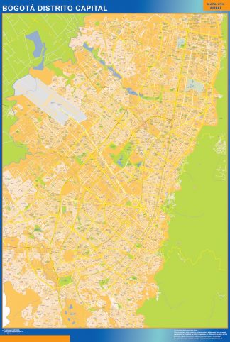 Mapa de Bogota Distrito Capital en Colombia plastificado