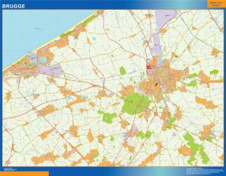 Mapa de Brujas en Bélgica plastificado
