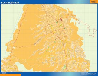 Mapa de Bucaramanga en Colombia plastificado