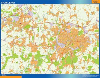 Mapa de Charleroi en Bélgica plastificado