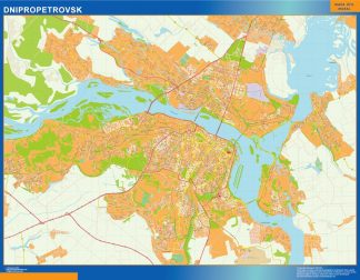 Mapa de Dnipropetrovsk en Ucrania plastificado