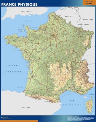 Mapa de Francia físico plastificado