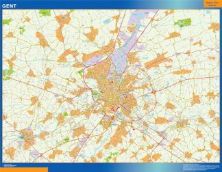 Mapa de Gante en Bélgica plastificado