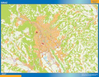 Mapa de Graz en Austria plastificado
