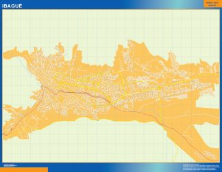 Mapa de Ibague en Colombia plastificado