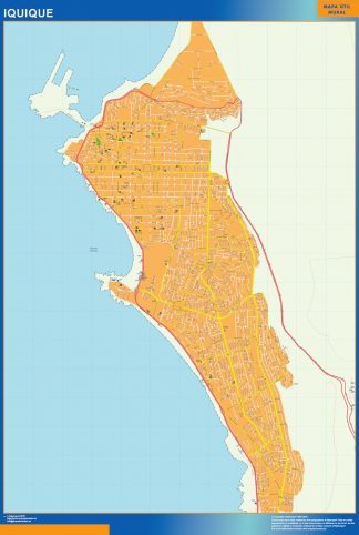 Mapa de Iquique en Chile plastificado