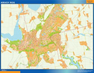 Mapa de Krivoy Rog en Ucrania plastificado