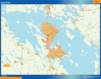 Mapa de Kuopio en Finlandia plastificado