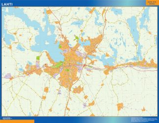 Mapa de Lahti en Finlandia plastificado
