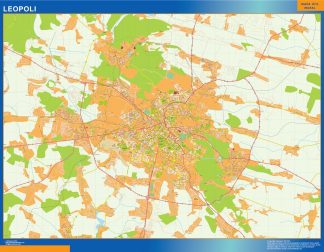 Mapa de Leopoli en Ucrania plastificado