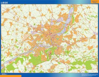 Mapa de Lieja en Bélgica plastificado