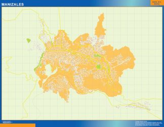 Mapa de Manizales en Colombia plastificado