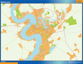 Mapa de Mikolaiv en Ucrania plastificado