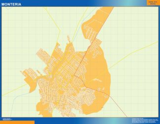 Mapa de Monteria en Colombia plastificado