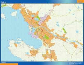 Mapa de Oulu en Finlandia plastificado