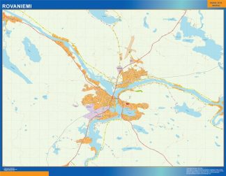Mapa de Rovaniemi en Finlandia plastificado